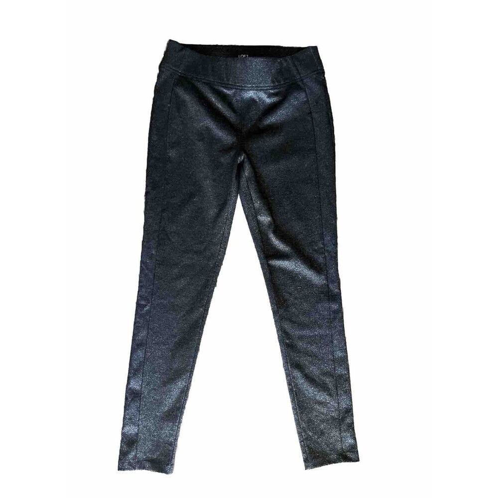 LOFT Black and Silver Sparkle Skinny Stretch Pants Womens Medium 30 in Waist
